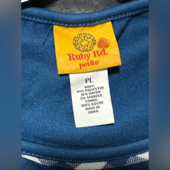 NWT Ruby Rd. Womens blue and plaid top size PL petite - Picture 7 of 7